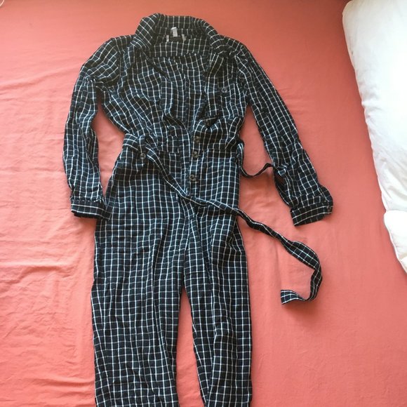Lyocell Belted Checked Jumpsuit - Picture 3 of 3
